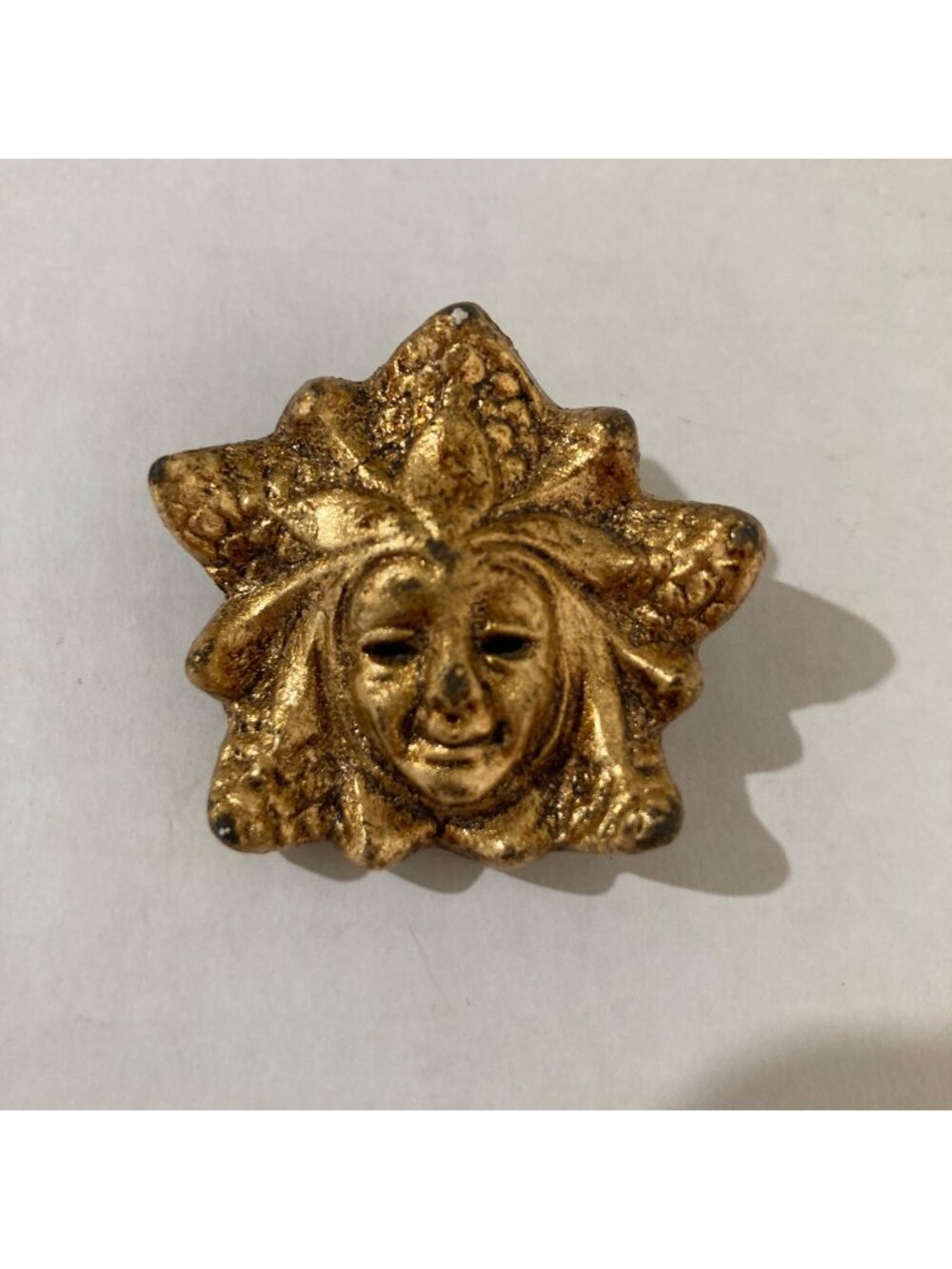 Signed Gold Gilt Venetian Mask Brooch Made In Italy